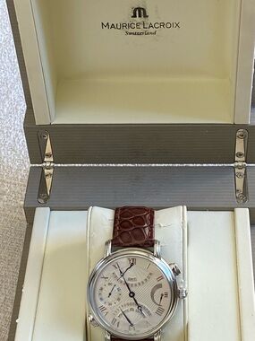 Maurice Lacroix Masterpiece Double Retrograde Original Box Silver Face 44mm